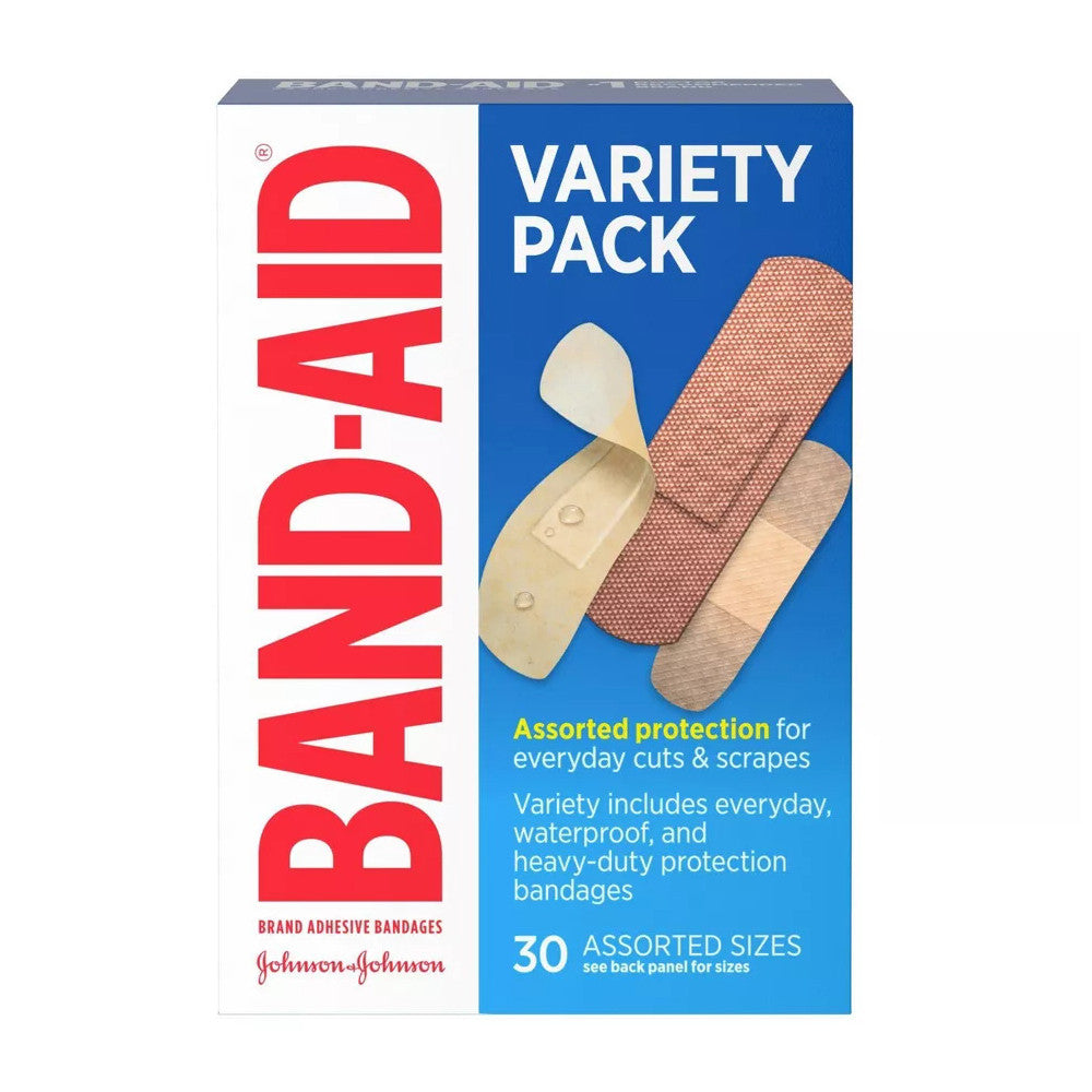 Band Aid Tough And Sport Strip Adhesive Bandages, Variety Pack, 30 Ea